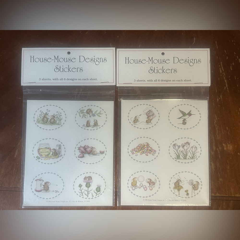 Lot of 2 - House Mouse Design Stickers Vintage New